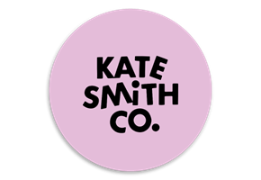 Kate Smith logo on pink background